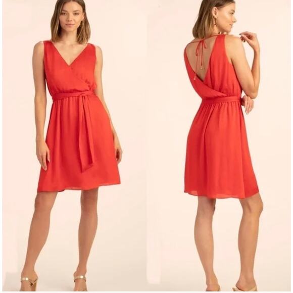 Trina Turk Planetary Faux Wrap Red A-Line Mini Dress XL V-Neck - Picture 1 of 13
